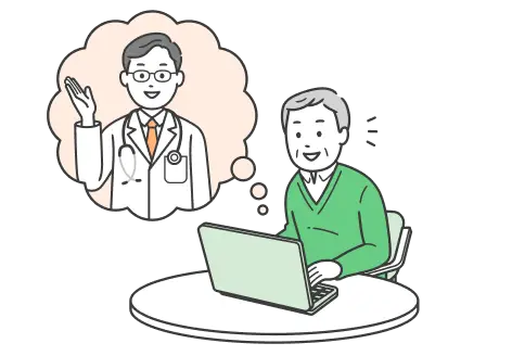 過去の検査結果を確認する医師と患者